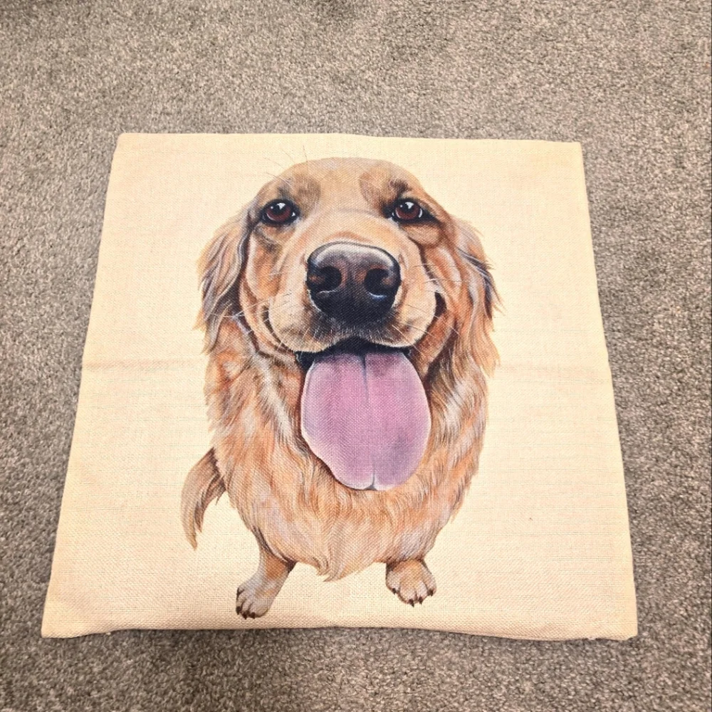 Golden Retriever Accent Throw Pillow Cover Zipper Closure Home Decor
